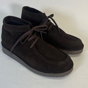 Piombo Dark Brown Suede Leather Moc Toe Lace Up Boots US 9 NWT